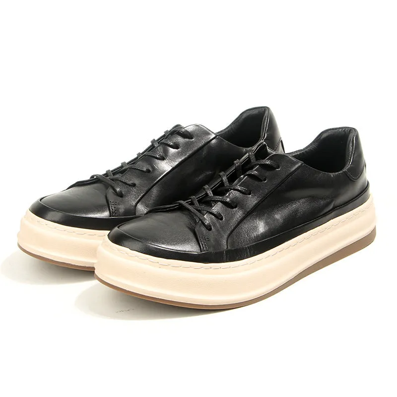 Chic Leather Lace-Up Casual Shoes