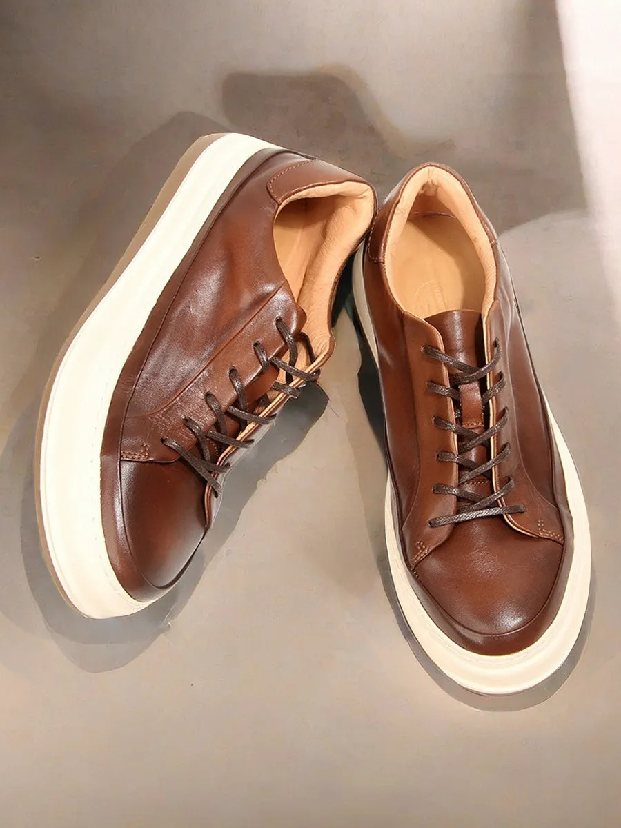 Chic Leather Lace-Up Casual Shoes