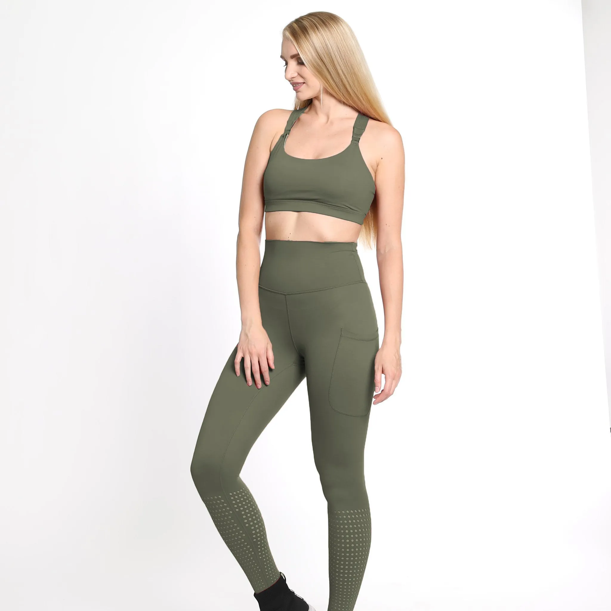 Chloé 3 Running Nursing Sports Bra (Dark Olive)