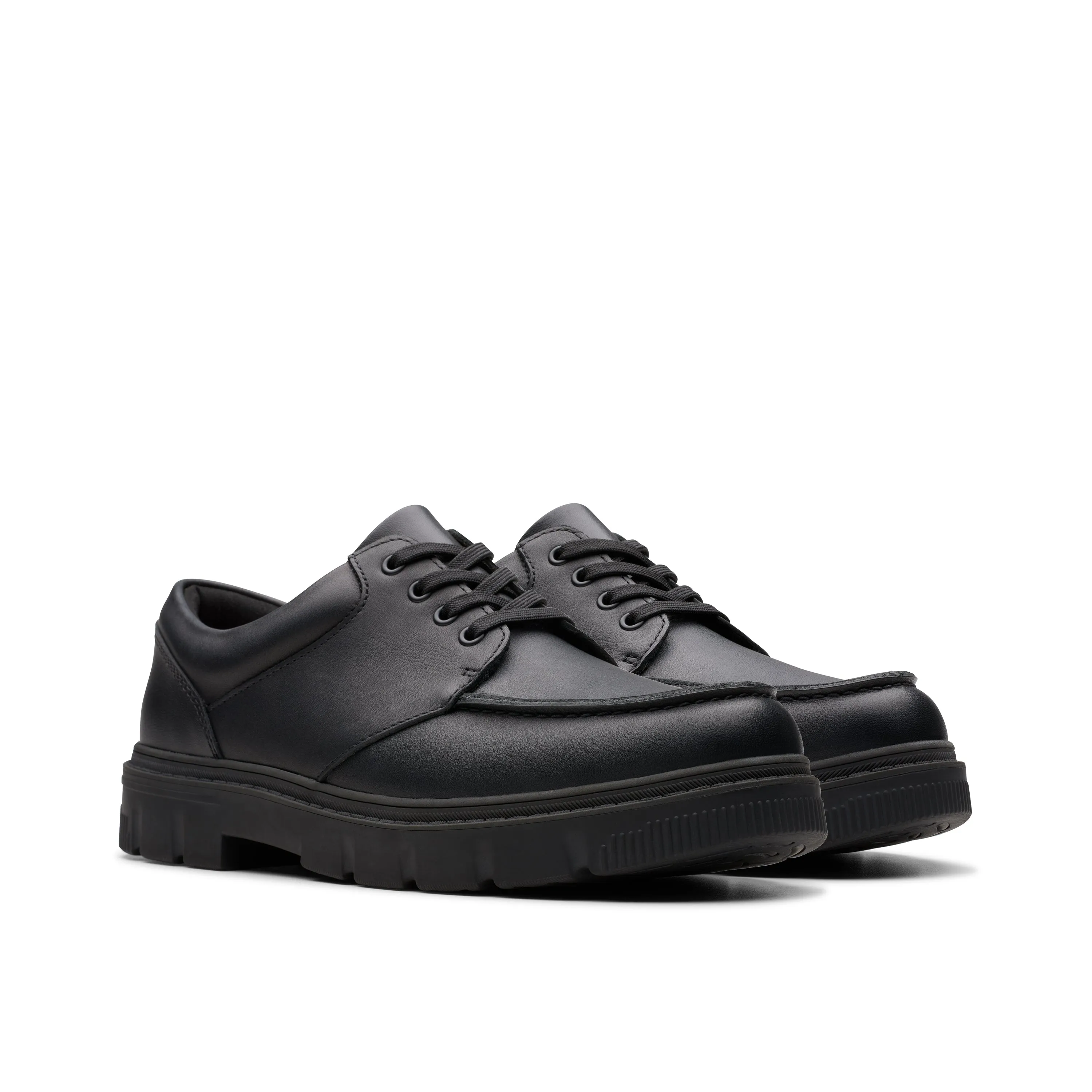 Clarks Lorcam Edge Y Boys Black School Shoes