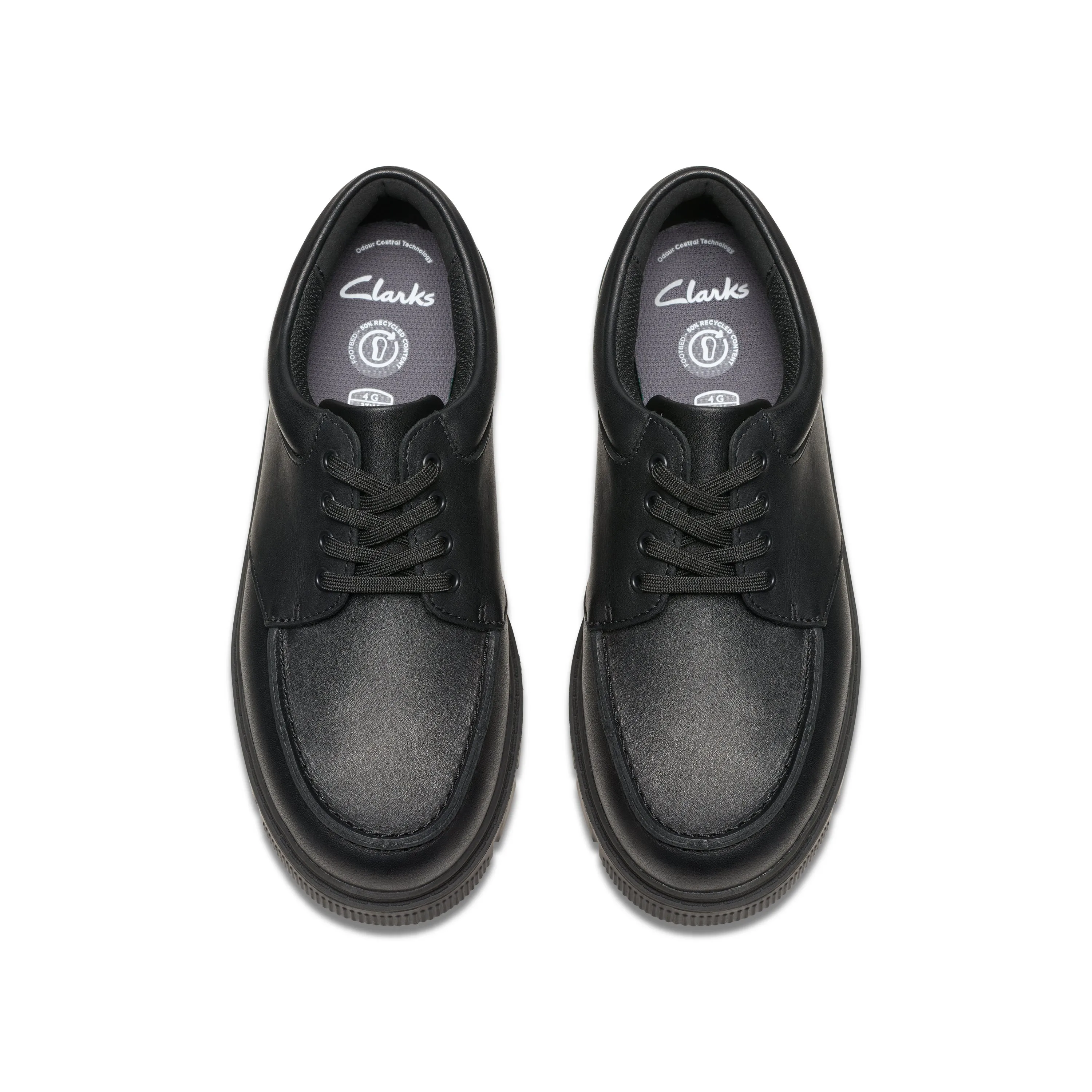 Clarks Lorcam Edge Y Boys Black School Shoes