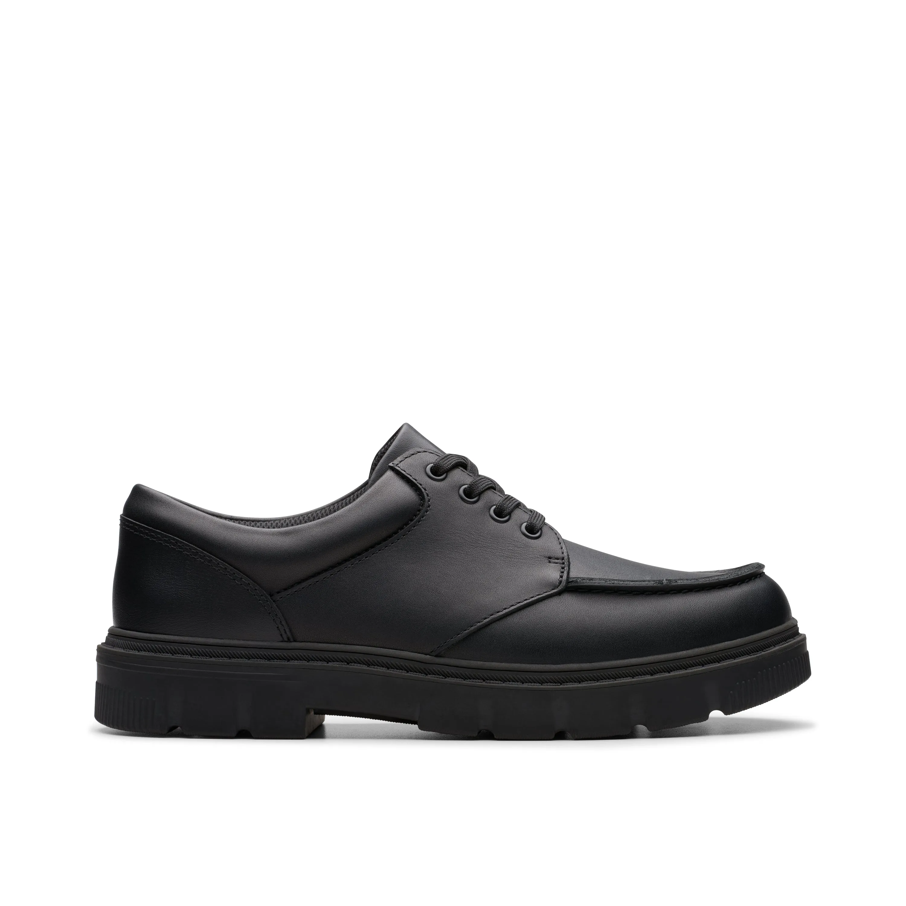 Clarks Lorcam Edge Y Boys Black School Shoes