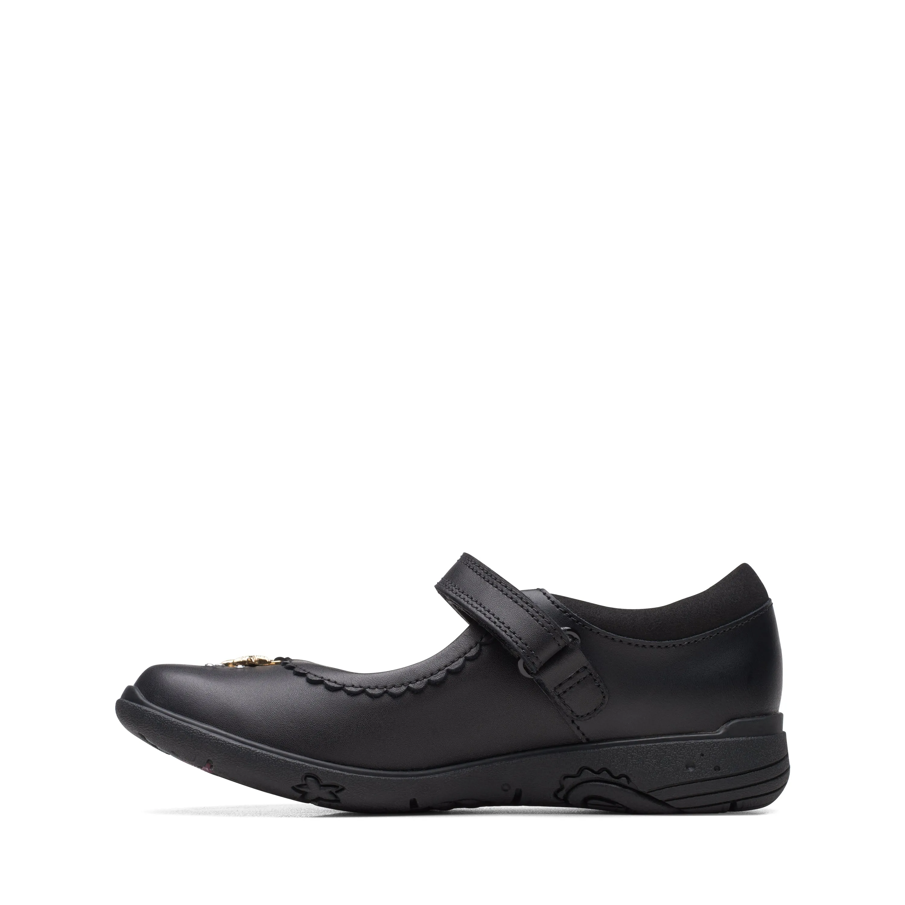 Clarks Relda Sea K Girls Black School Shoe