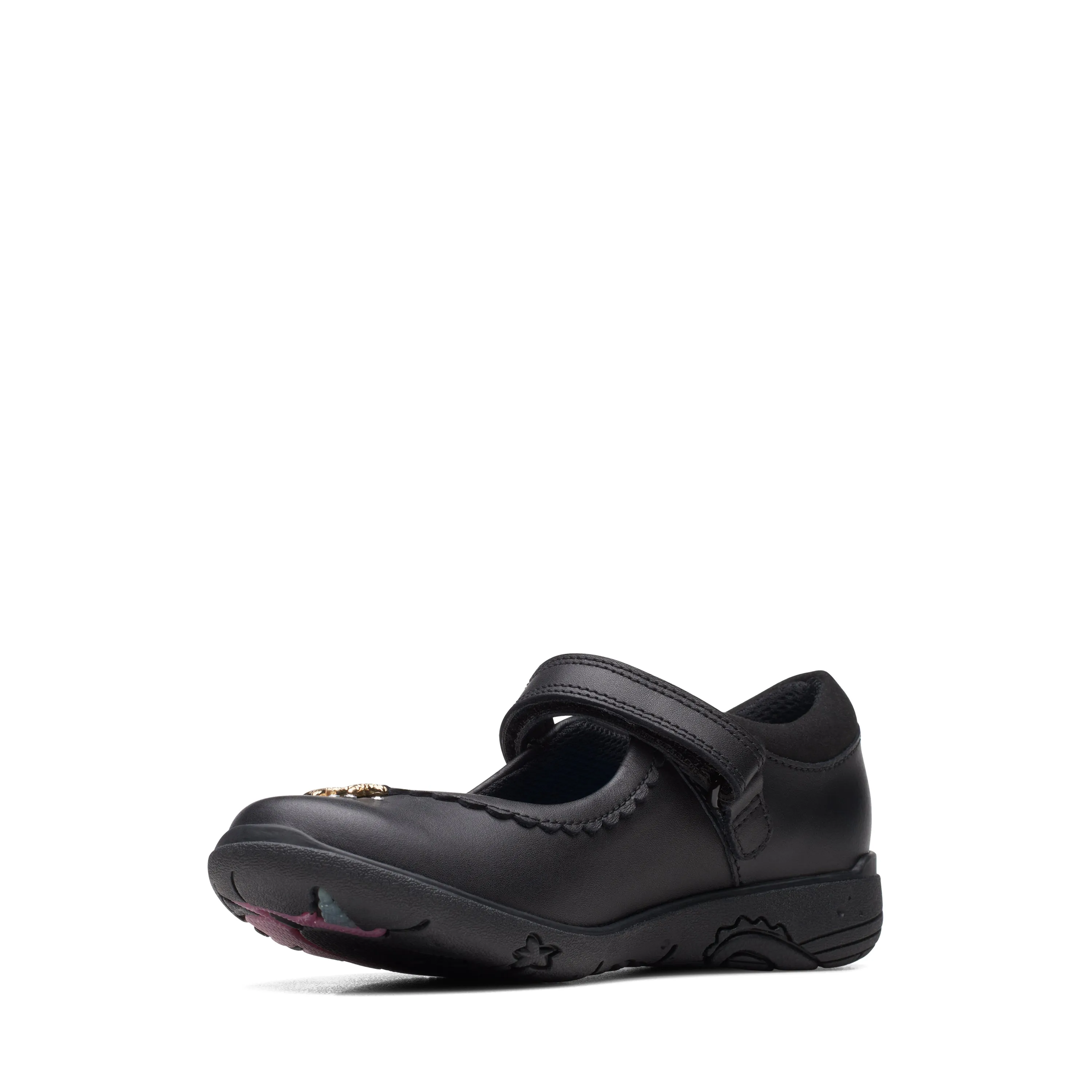 Clarks Relda Sea K Girls Black School Shoe