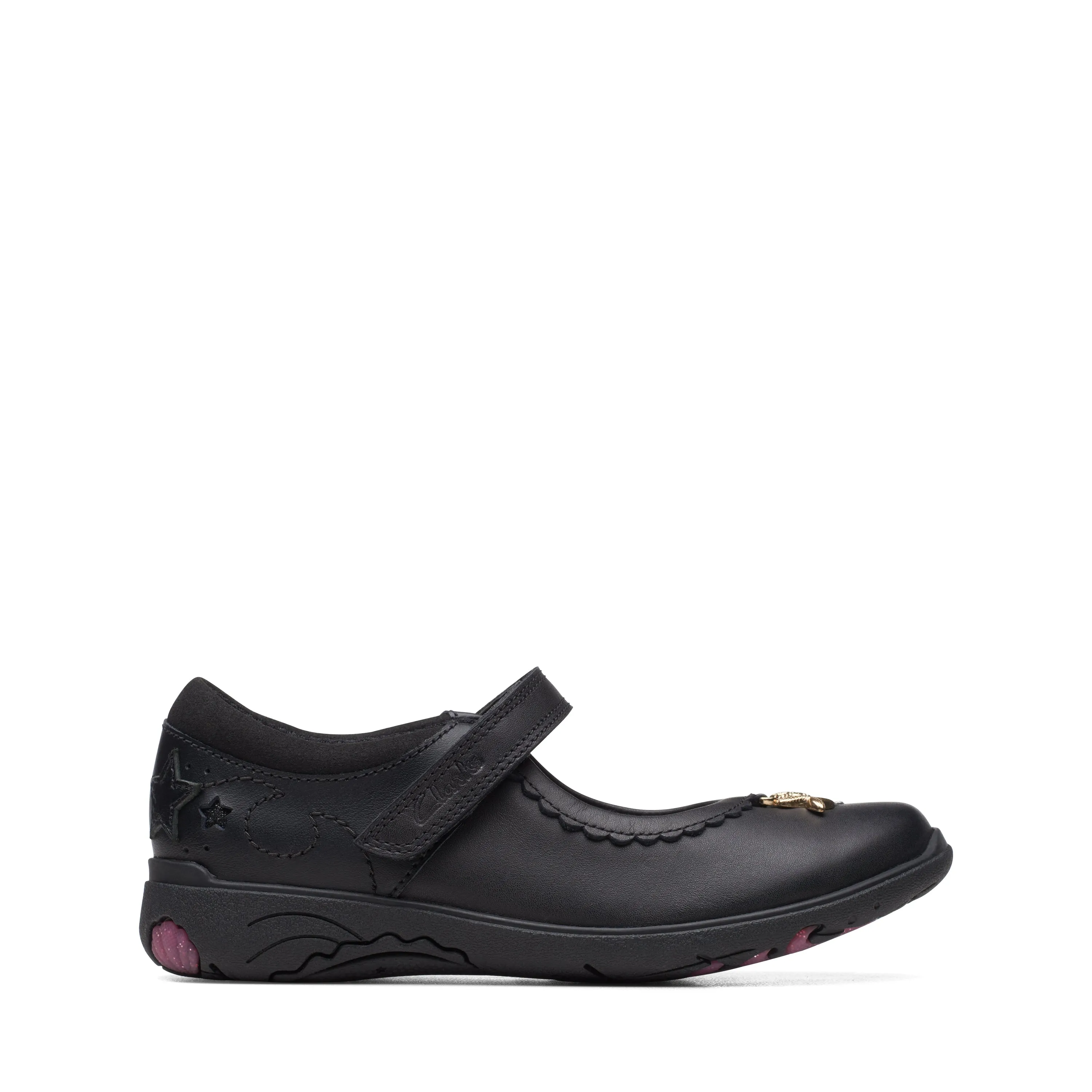 Clarks Relda Sea K Girls Black School Shoe