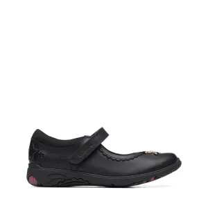 Clarks Relda Sea K Girls Black School Shoe