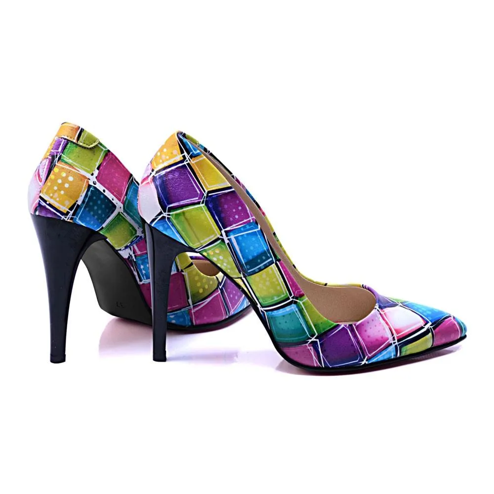 Colored Squares Heel Shoes STL4408