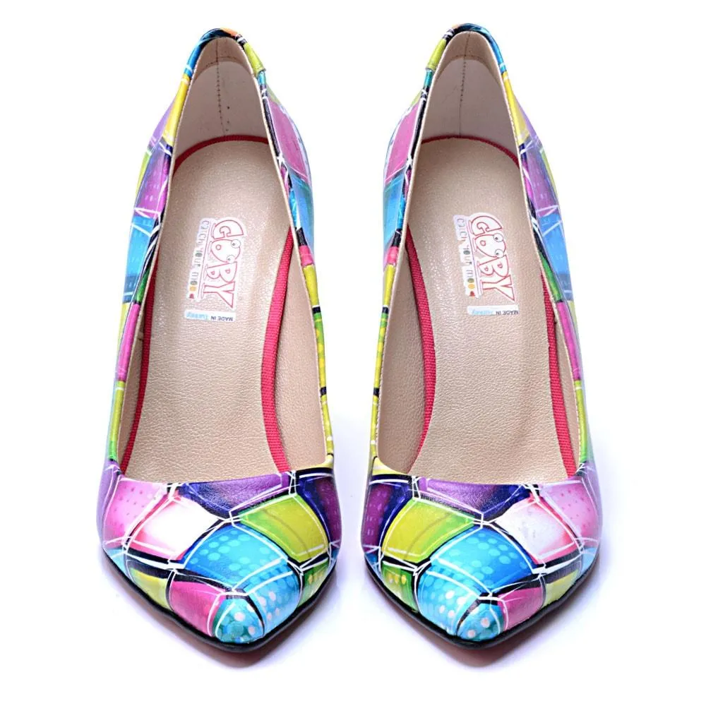 Colored Squares Heel Shoes STL4408