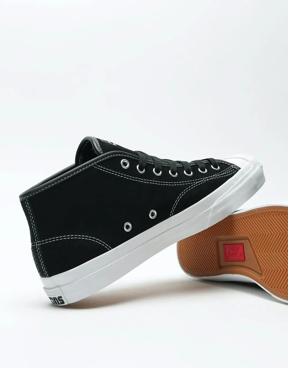 Converse Jack Purcell Pro Mid Suede Skate Shoes - Black/White/Black