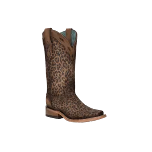 Corral Women's Sand Leopard Print Overlay Square Toe Boots