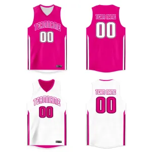 Custom Basketball Jersey Full Sublimated Team name and Numbers Reversible Sports Tank top Breathable Loose Men/Kid V-neck shirts