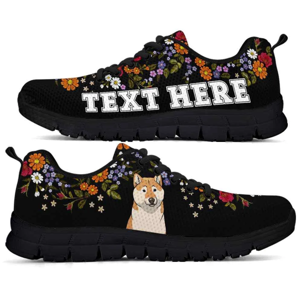 Custom Name Shiba Inu Sneaker, Shiba Inu Flower Floral Colorful Dog Lovers Sneakers Gym Running Shoes, Best Running Shoes