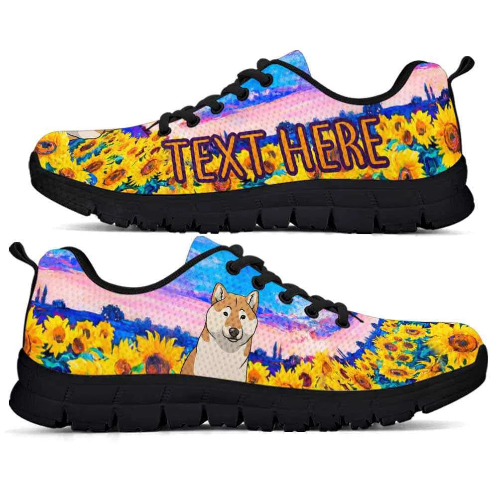 Custom Name Shiba Inu Sneaker, Shiba Inu Sunflower Sky Sneakers Running Shoes, Best Running Shoes