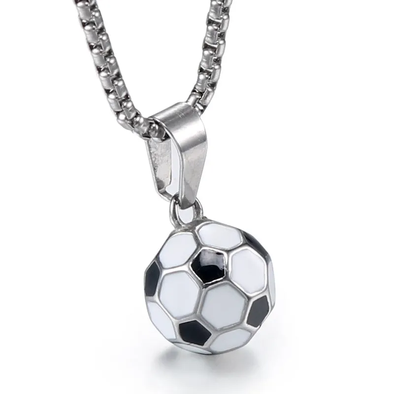 Customizable Titanium Steel Football Pendant for Men - Stylish Sports Jewelry