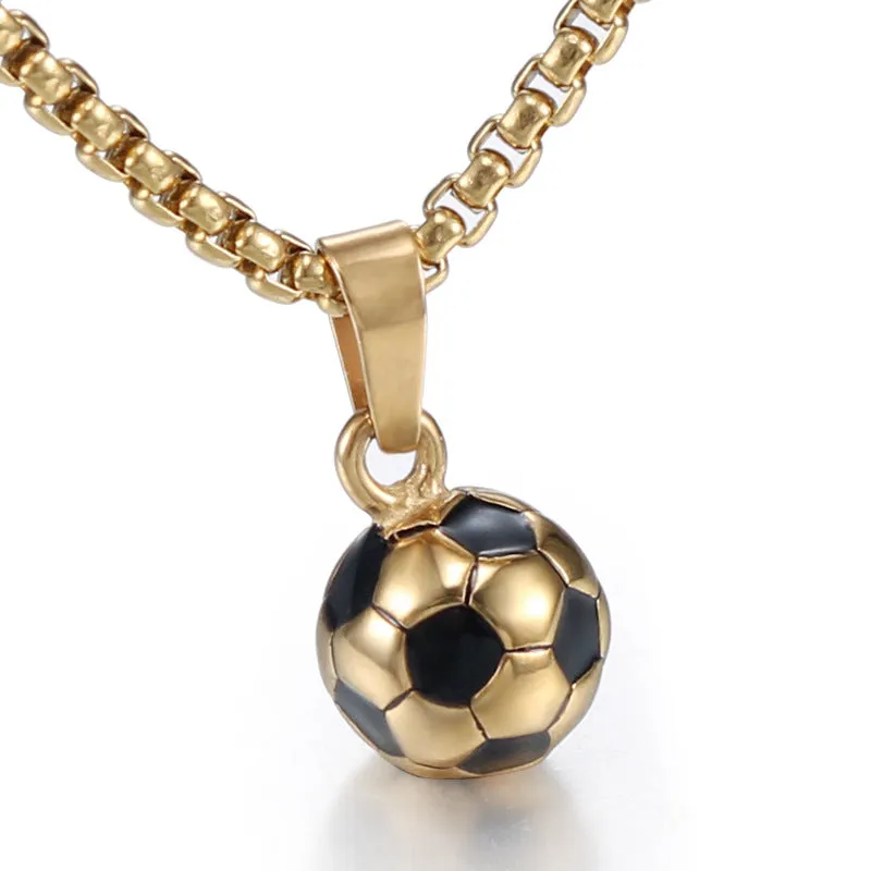 Customizable Titanium Steel Football Pendant for Men - Stylish Sports Jewelry