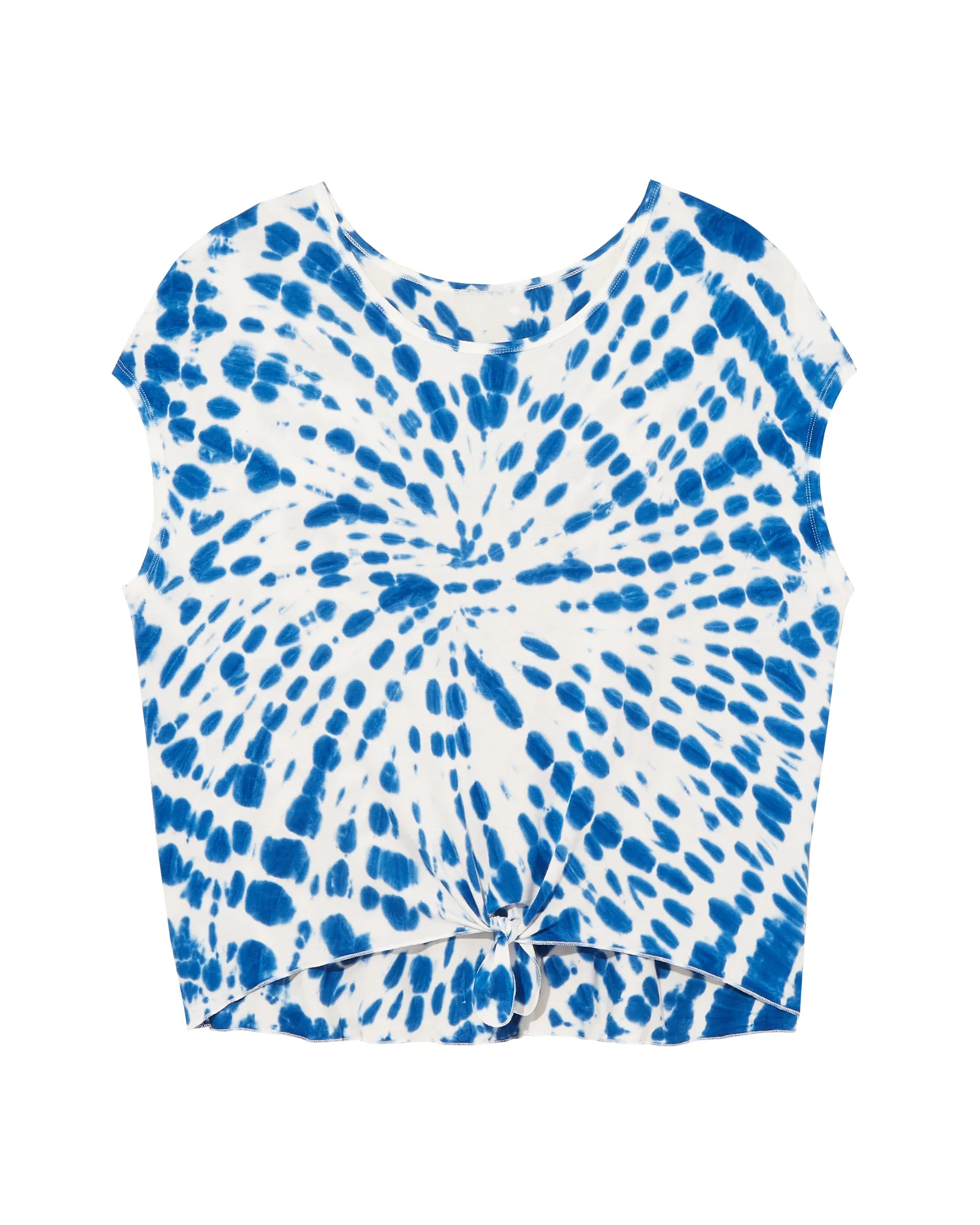 Daffodil Knotted Tee | White / Royal Blue