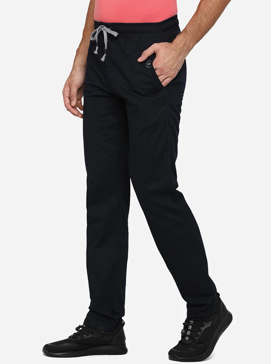 Dark Blue Solid Regular Fit Track Pants | JadeBlue