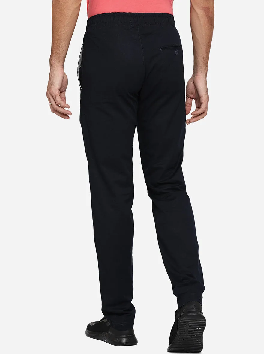 Dark Blue Solid Regular Fit Track Pants | JadeBlue