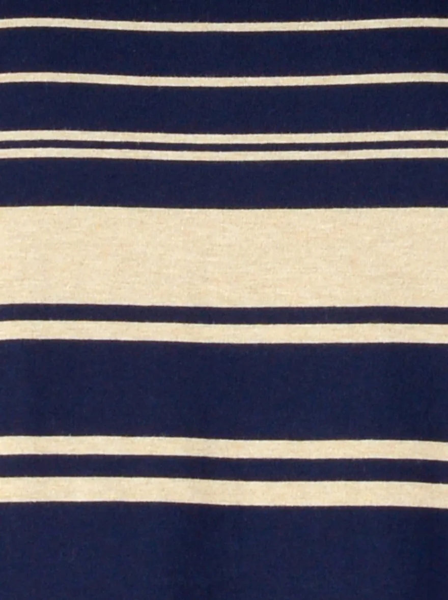 Deep Blue & Nude Striped Slim Fit Polo T-shirt | Greenfibre