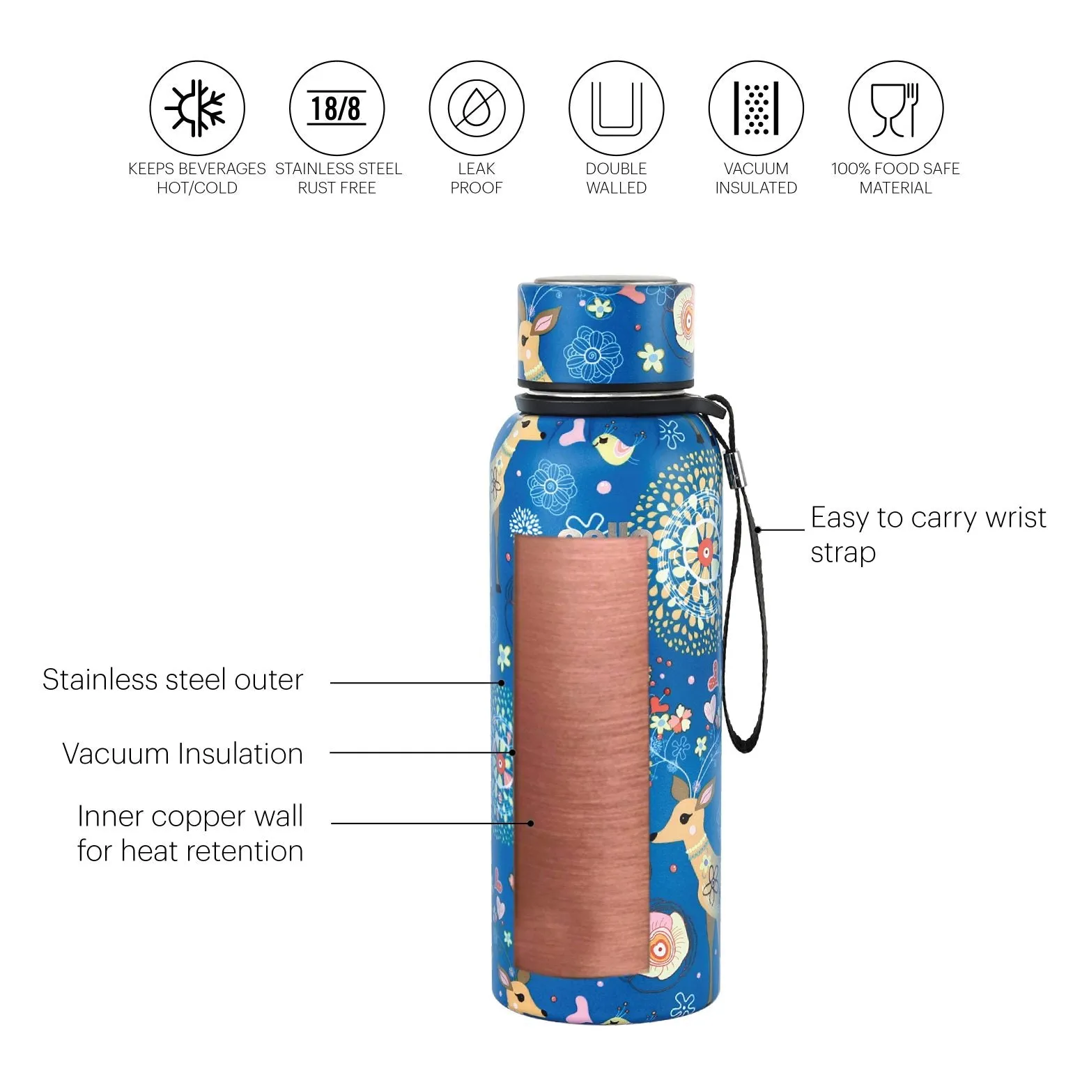 Deezee Kent, Vacusteel Water Bottle, 550ml