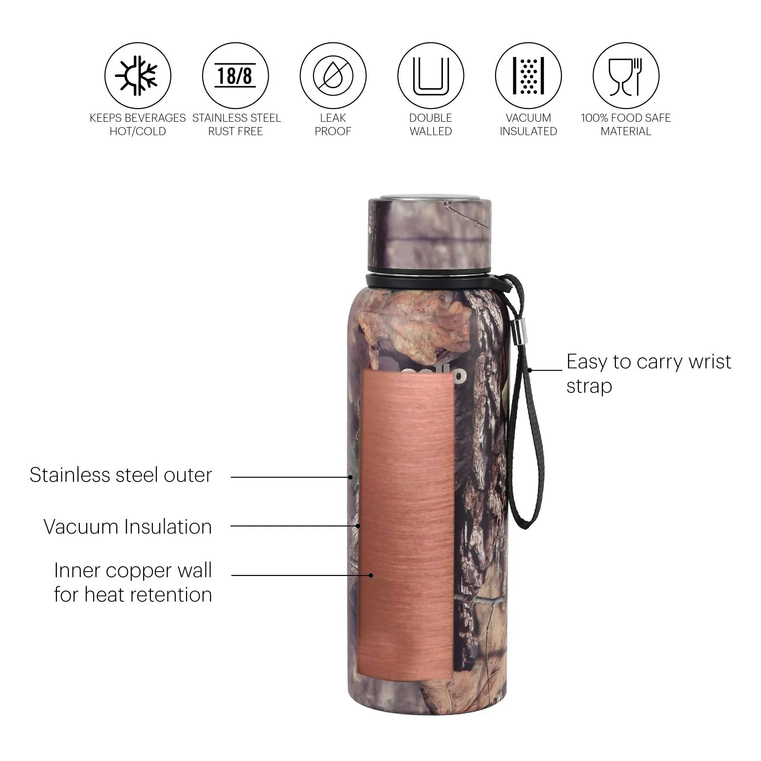 Deezee Kent, Vacusteel Water Bottle, 550ml