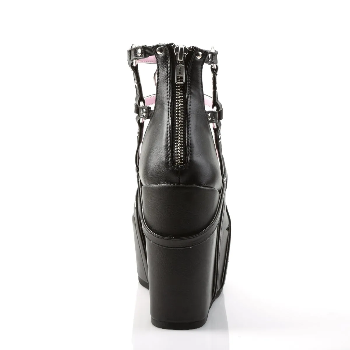 Demonia POISON-25-1 | Black Vegan Leather Ankle Boots