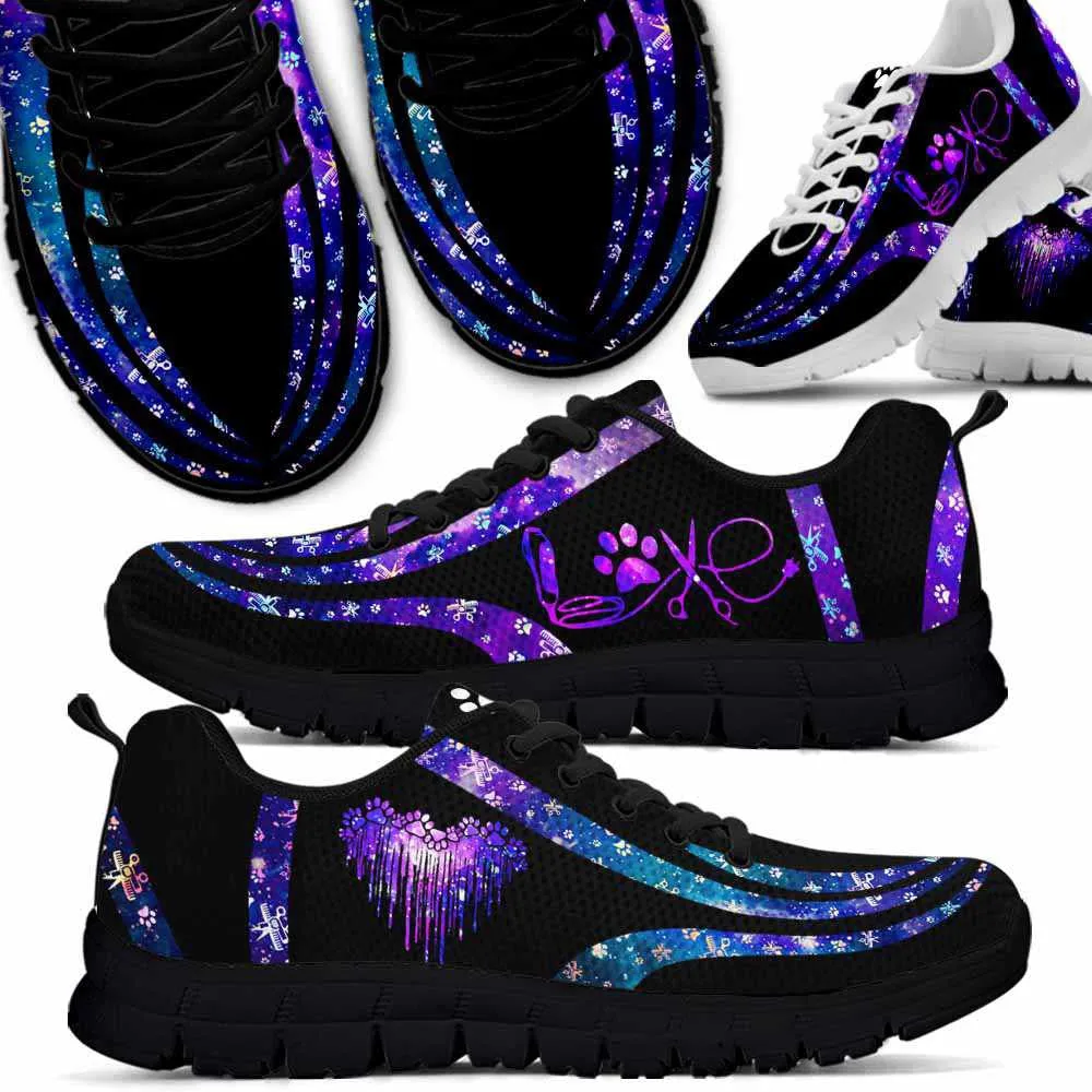 Dog Groomer Sneaker, Dog Groomer Dripping Heart Galaxy Line Sneakers Shoes, Best Running Shoes, Unique Gifts For Dog Lovers