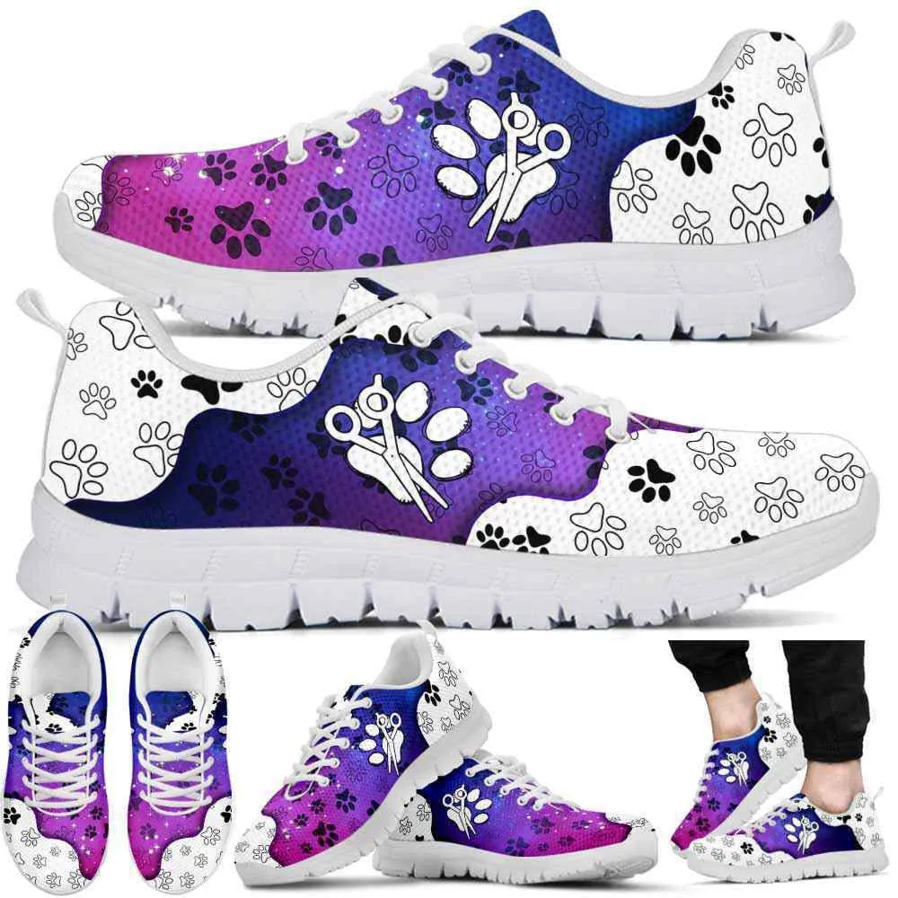 Dog Groomer Sneaker, Dog Groomer Gradient Tool Paw Pattern Sneakers Shoes, Best Running Shoes, Unique Gifts For Dog Lovers