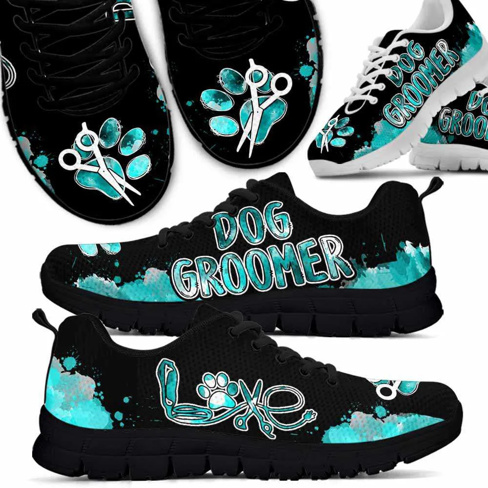 Dog Groomer Sneaker, Dog Groomer Love Watercolor Teal Sneakers Shoes, Best Running Shoes, Unique Gifts For Dog Lovers