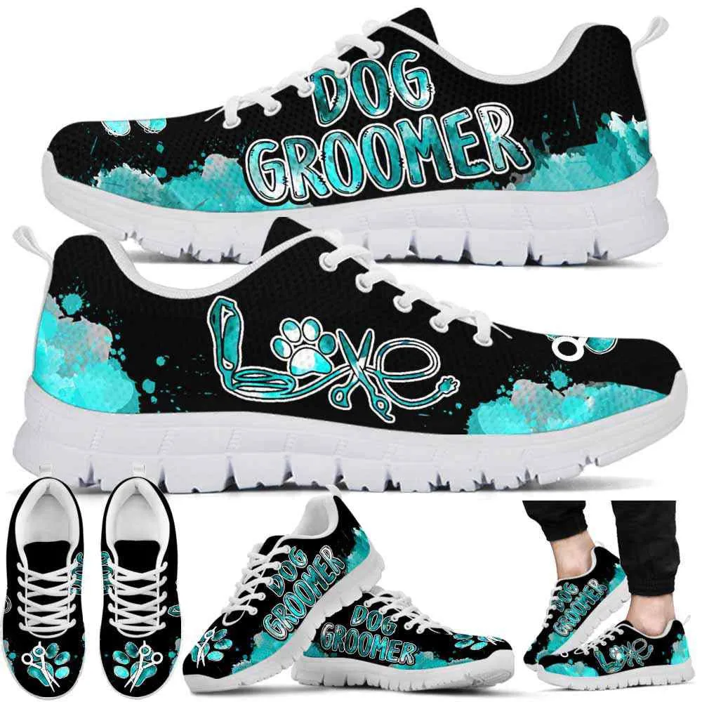 Dog Groomer Sneaker, Dog Groomer Love Watercolor Teal Sneakers Shoes, Best Running Shoes, Unique Gifts For Dog Lovers