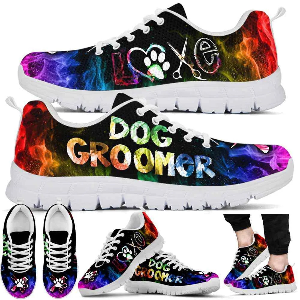 Dog Groomer Sneaker, Dog Groomer Smoke Flames Sneakers Shoes, Best Running Shoes, Unique Gifts For Dog Lovers