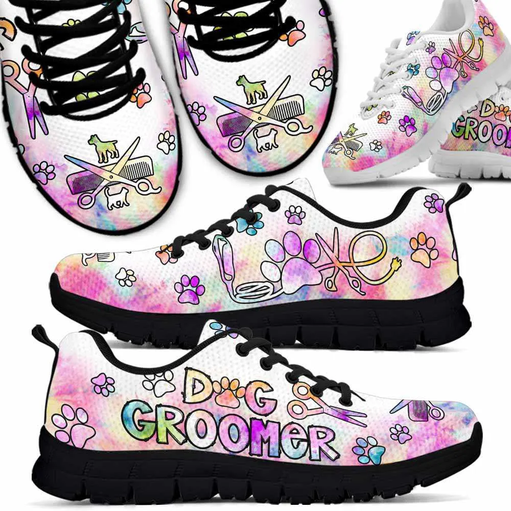 Dog Groomer Sneaker, Dog Grooming Pastel Watercolor Sneakers Shoes, Best Running Shoes, Unique Gifts For Dog Lovers