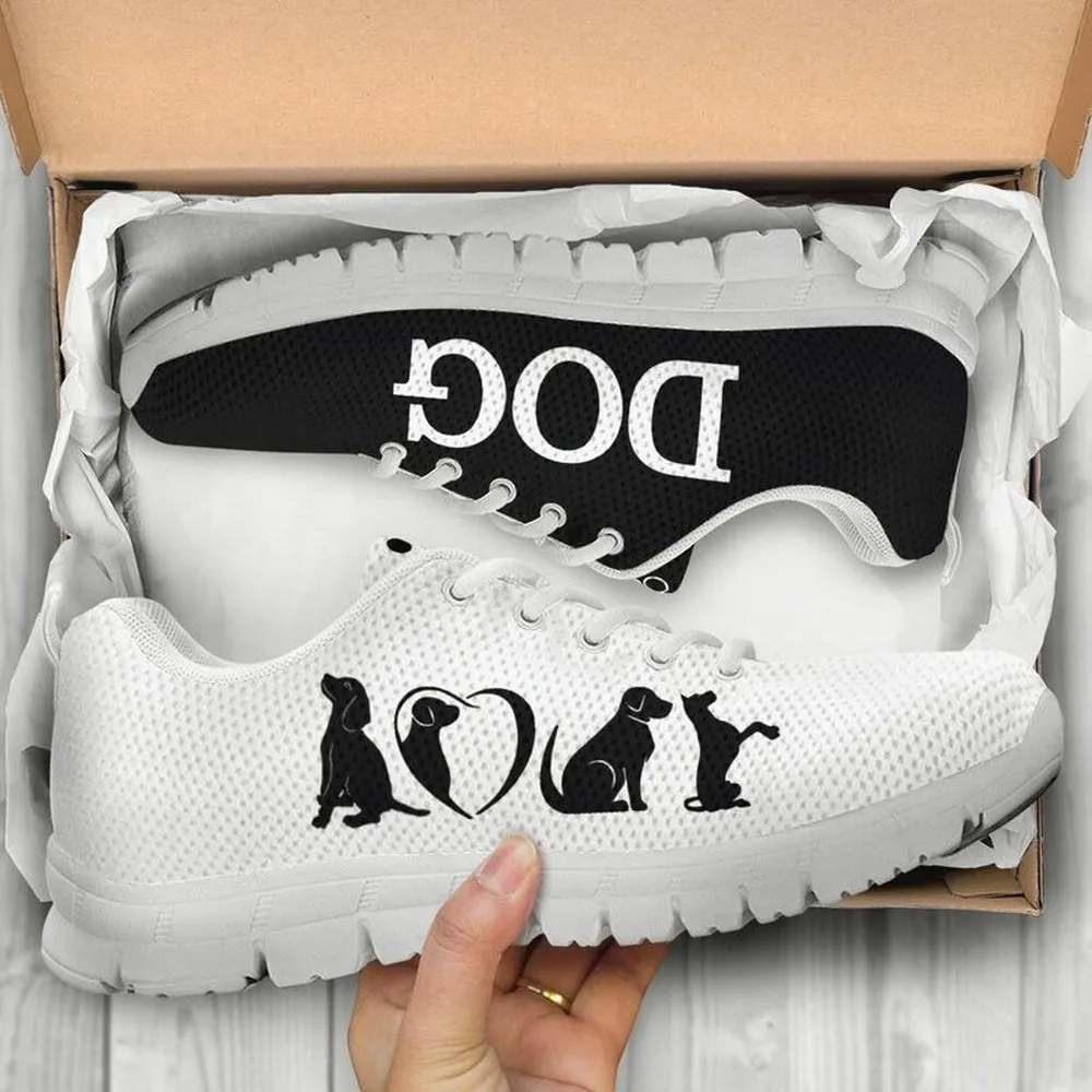 Dog Sneaker, Dog Love Black White Sneaker Shoes, Dog Shoes