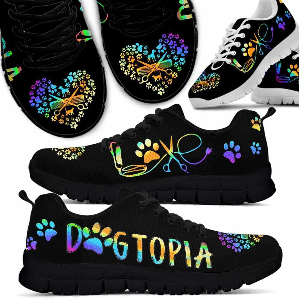 Dogtopia Love Heart Sneakers Shoes, Dog Print Shoes, Best Running Shoes, Unique Gifts For Dog Lovers