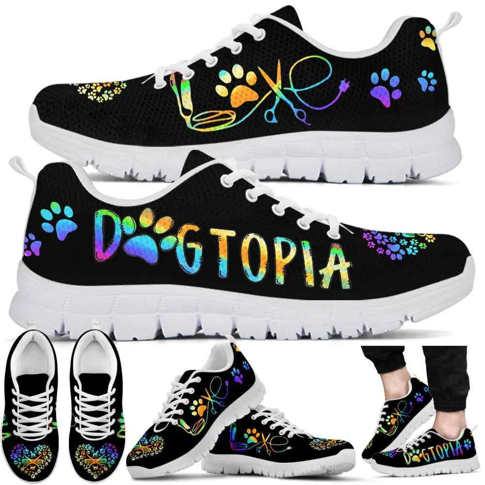 Dogtopia Love Heart Sneakers Shoes, Dog Print Shoes, Best Running Shoes, Unique Gifts For Dog Lovers