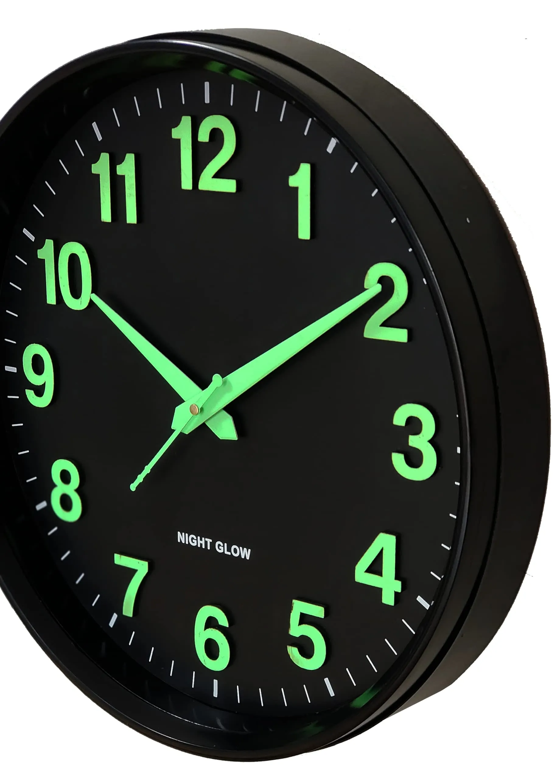 Elica Modern Stylish Radium Night Glow Wall Clock for Home and Office (Black)