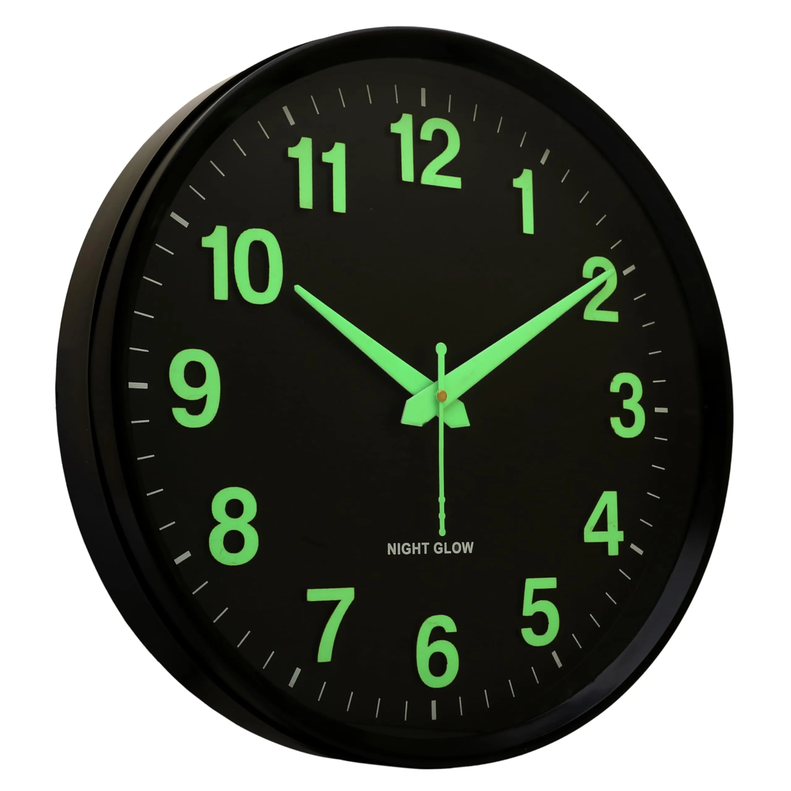 Elica Modern Stylish Radium Night Glow Wall Clock for Home and Office (Black)