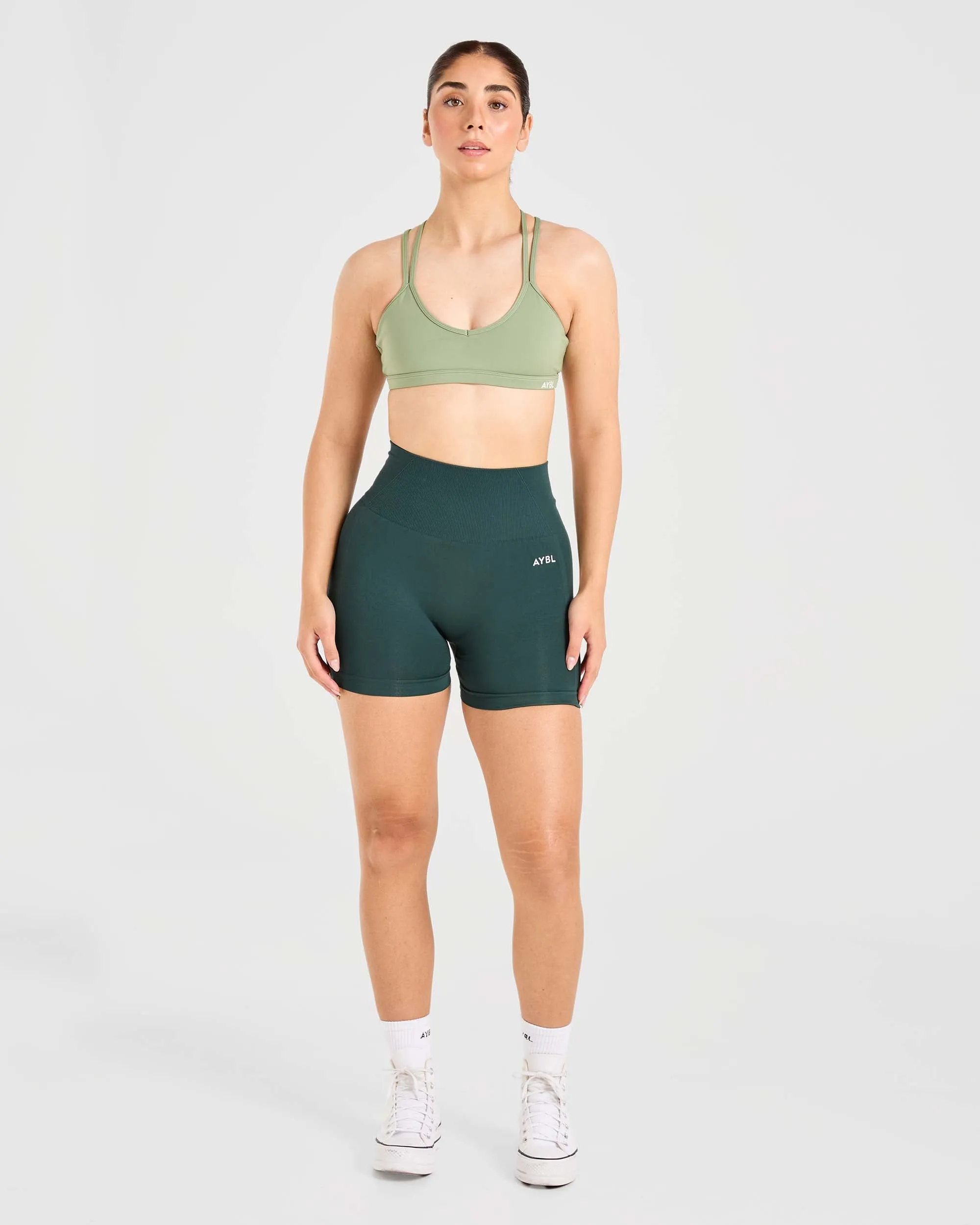 Essential Strappy Sports Bra - Olive Green