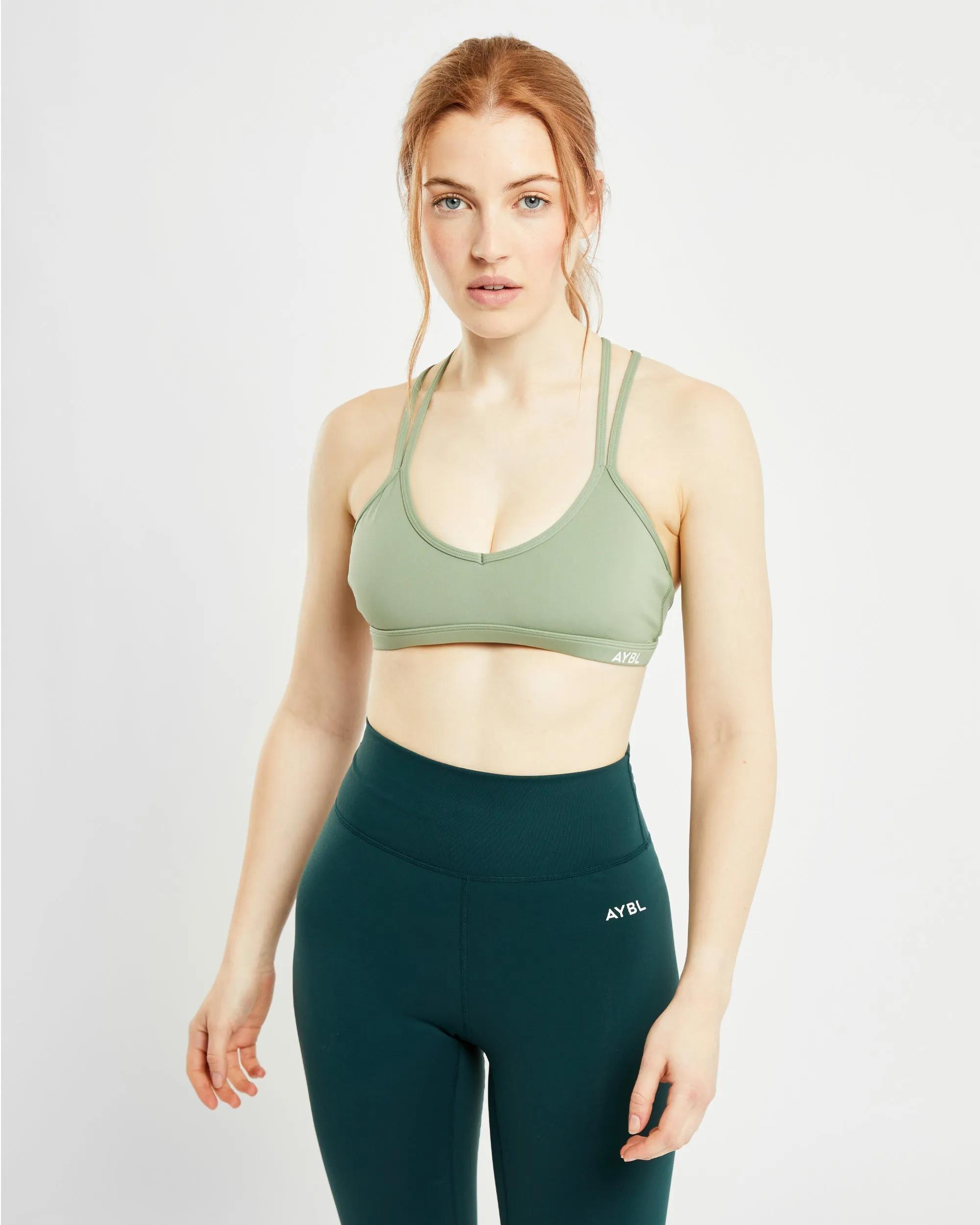 Essential Strappy Sports Bra - Olive Green