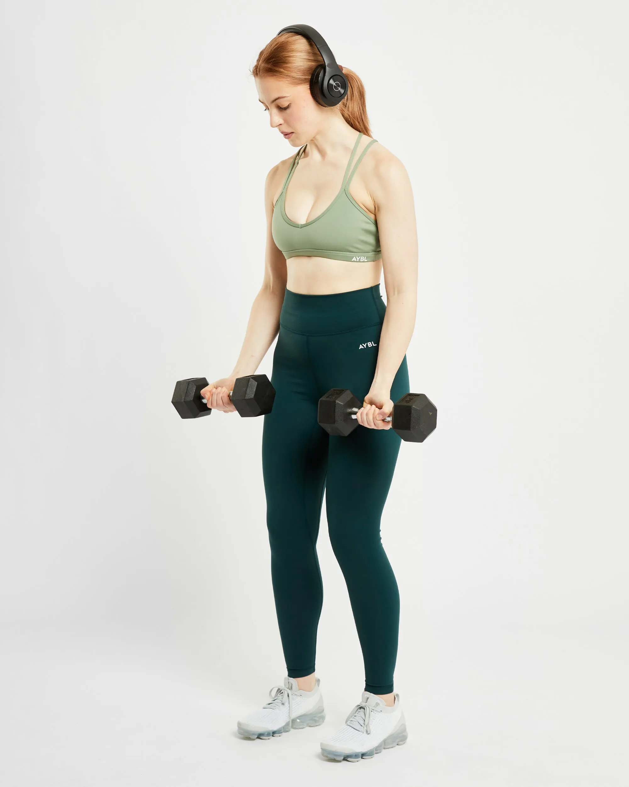 Essential Strappy Sports Bra - Olive Green