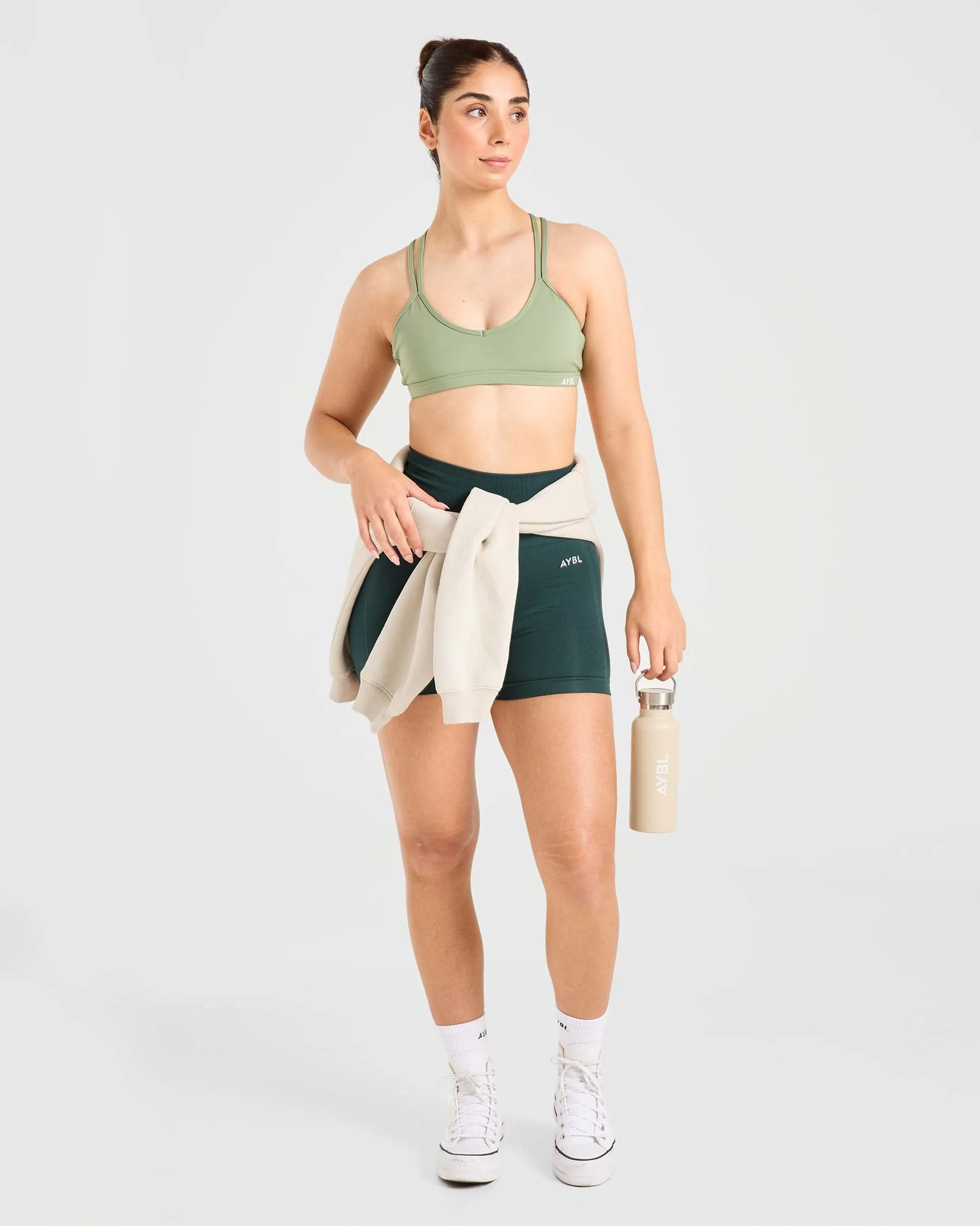 Essential Strappy Sports Bra - Olive Green