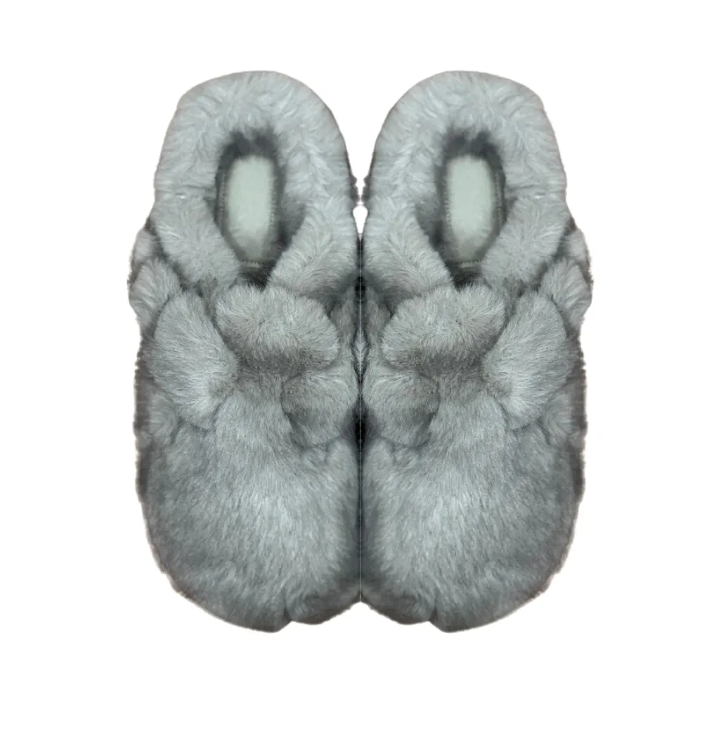 Faux Fur Clogs - Grey