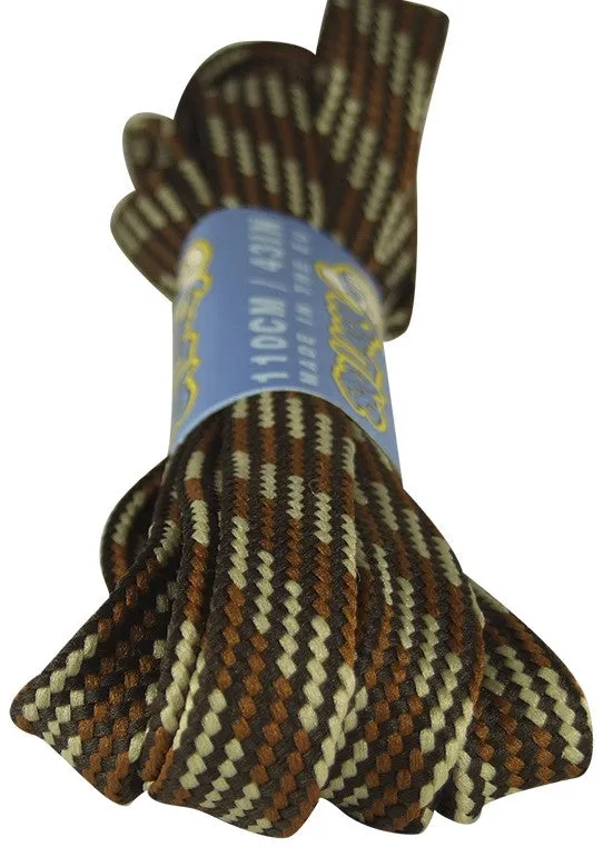 Flat Brown and Beige Bootlaces - 12mm wide