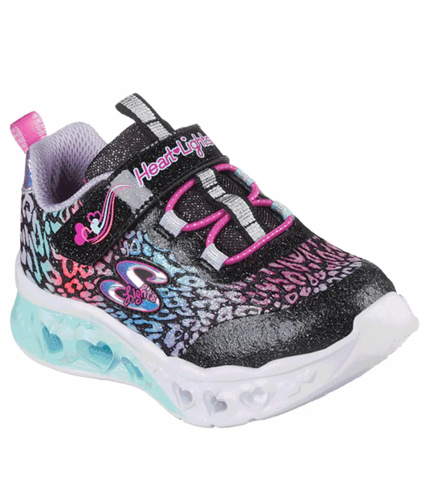 Flutter Heart Lights in Black Multi by Skechers