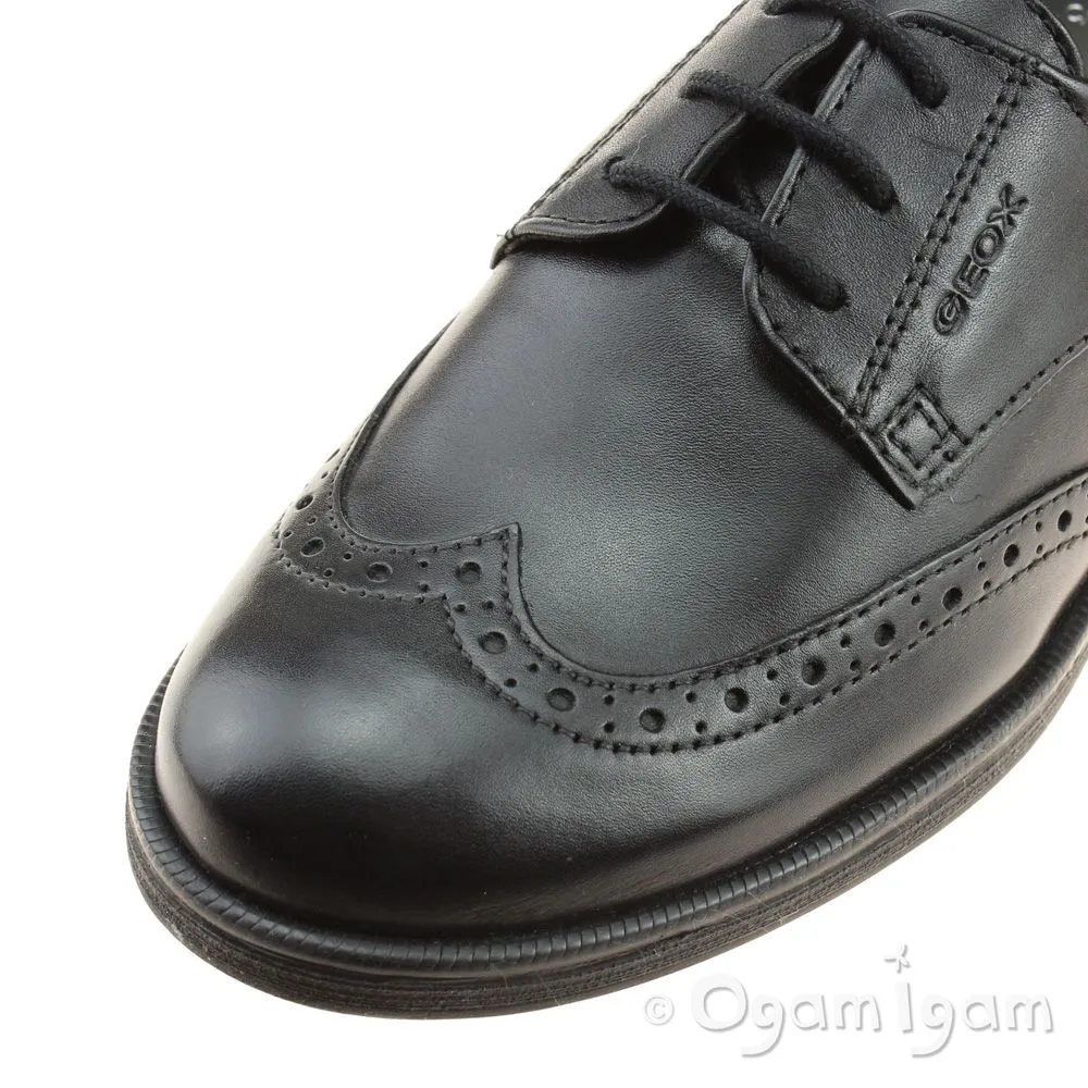 Geox Agata Brogue Girls Black School Shoe