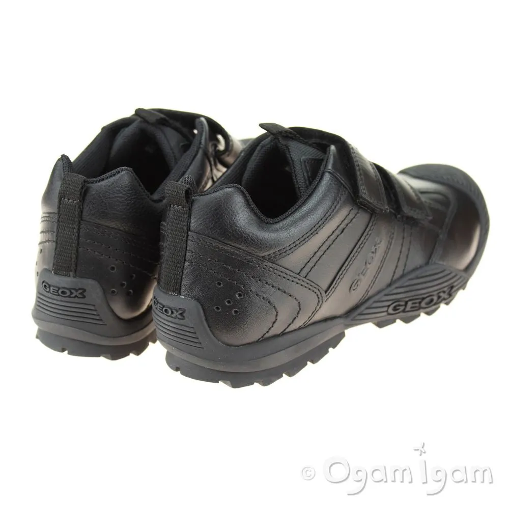 Geox Savage Boys Black School Shoe