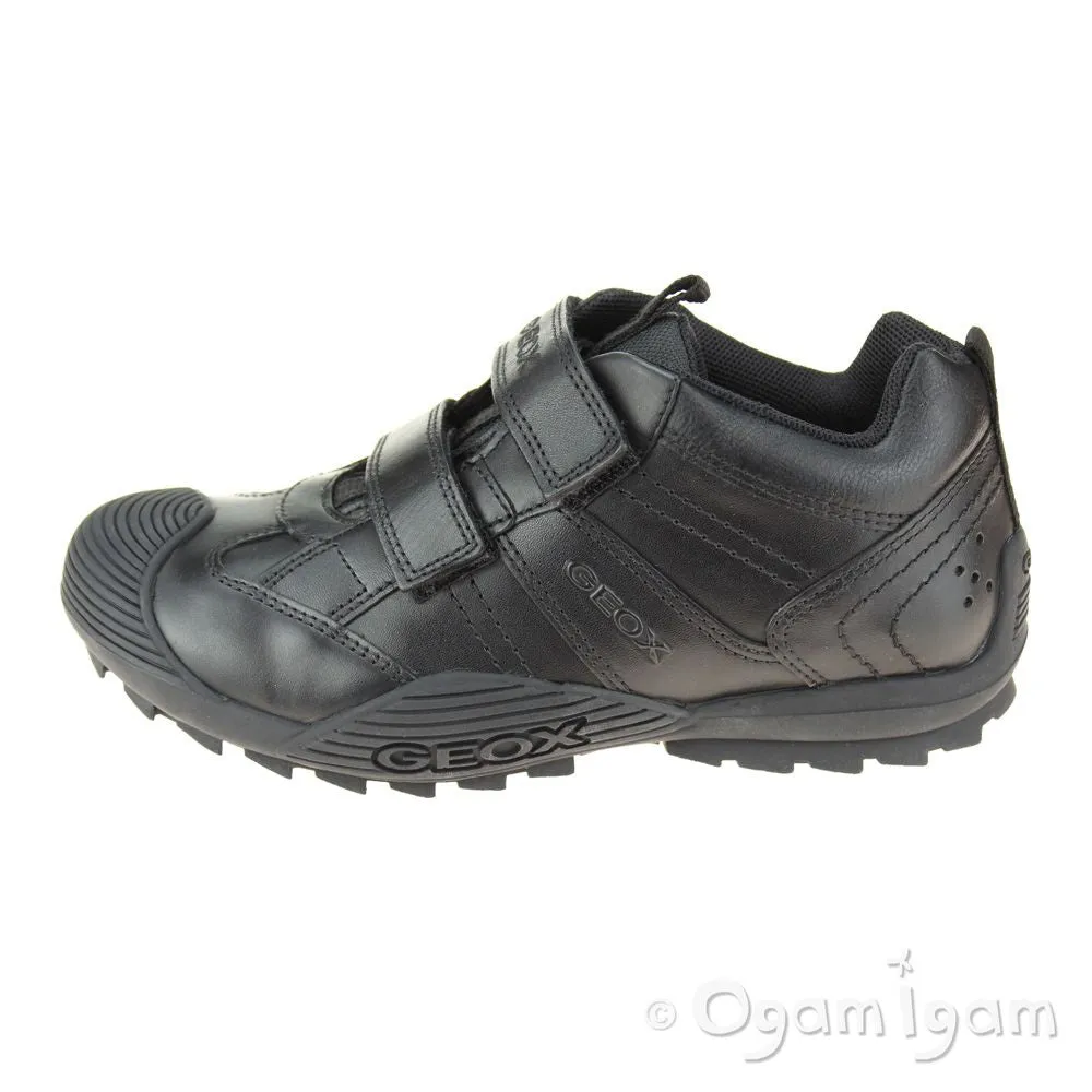 Geox Savage Boys Black School Shoe