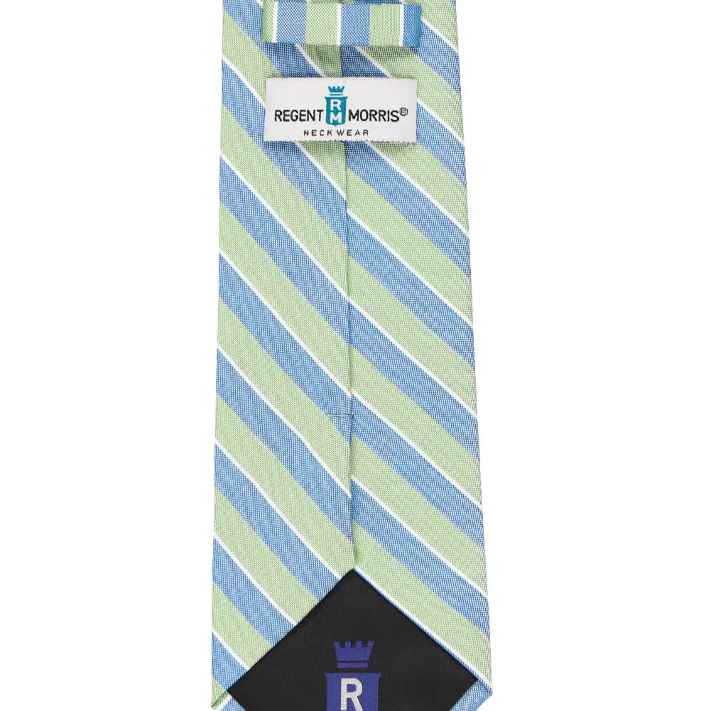 Green and Blue Aristocrat Striped Cotton/Silk Extra Long Necktie