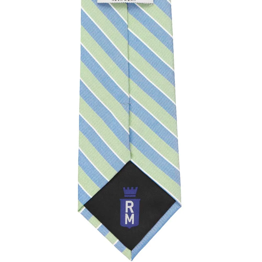 Green and Blue Aristocrat Striped Cotton/Silk Extra Long Necktie