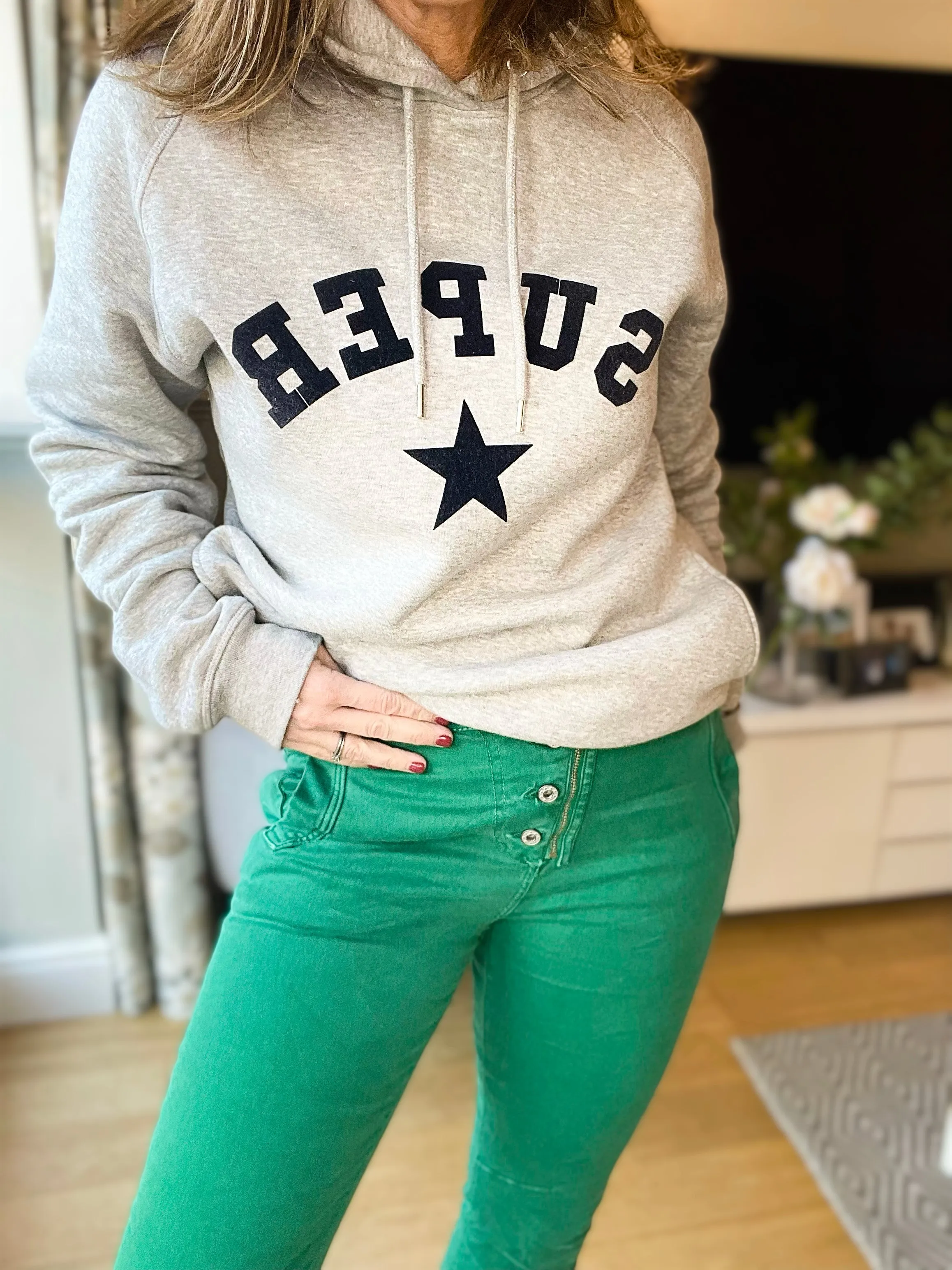 Green Stretchy Fitted Jeans